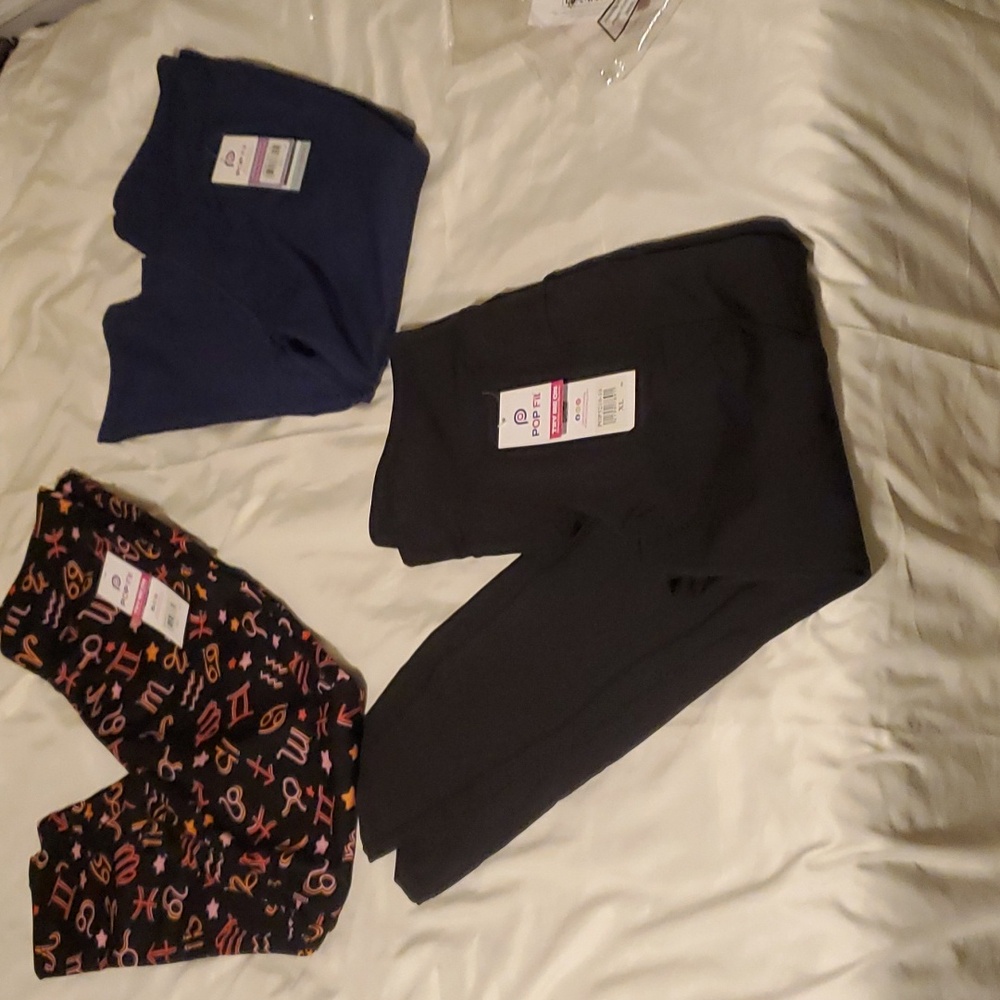 POP Fit Women's 3-Pack of Leggings in Multicolor Size XL NWT